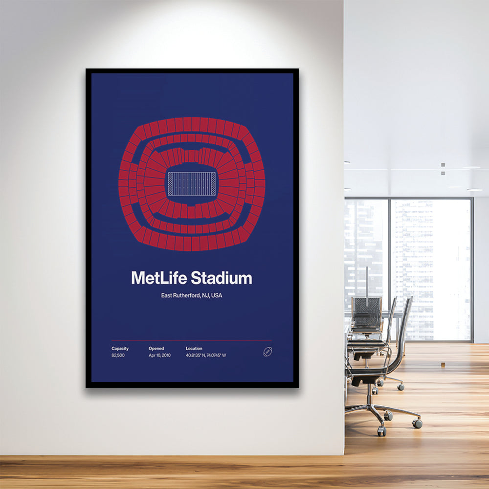 NY Giants Stadium Print, NY MetLife Stadium Print, Gifts for him, Sport Art, Framed Art Print Wall Decor