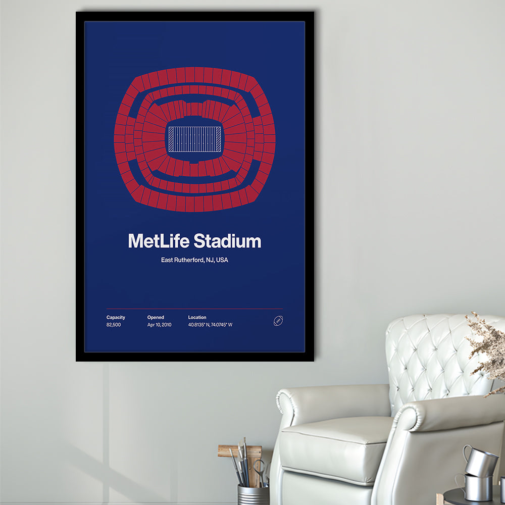 NY Giants Stadium Print, NY MetLife Stadium Print, Gifts for him, Sport Art, Framed Art Print Wall Decor