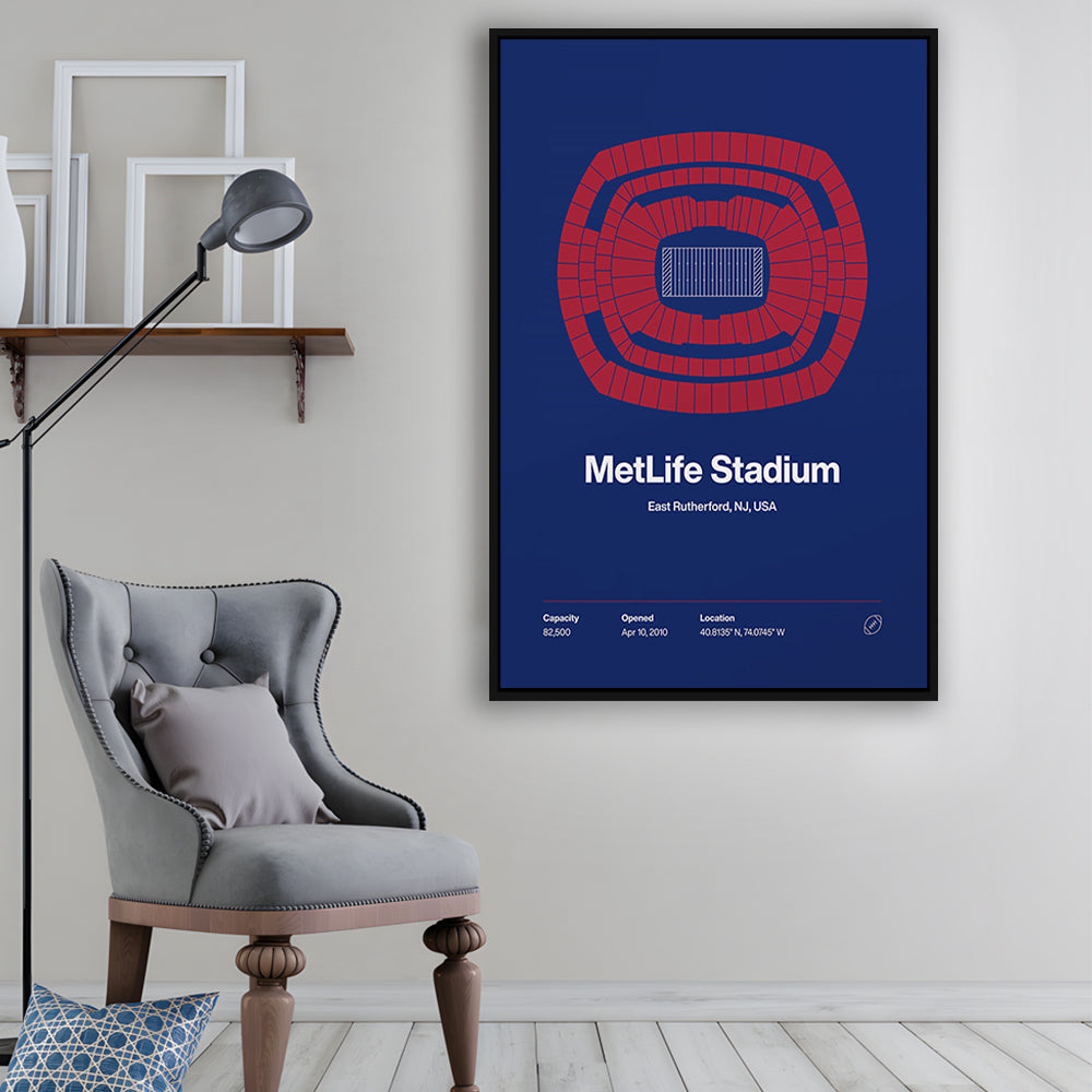 NY Giants Stadium Print, NY MetLife Stadium Print, Man Cave Gift, Floating Framed Canvas Print Wall Art