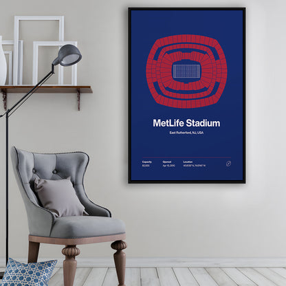 NY Giants Stadium Print, NY MetLife Stadium Print, Man Cave Gift, Floating Framed Canvas Print Wall Art