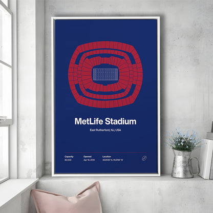 NY Giants Stadium Print, NY MetLife Stadium Print, Man Cave Gift, Floating Framed Canvas Print Wall Art