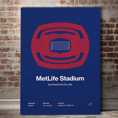 NY Giants Stadium Print, NY MetLife Stadium Print, Fan Gifts, Sport Art, Canvas Print Wall Art