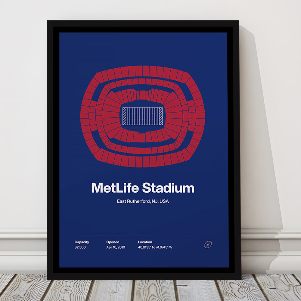 NY Giants Stadium Print, NY MetLife Stadium Print, Man Cave Gift, Floating Framed Canvas Print Wall Art