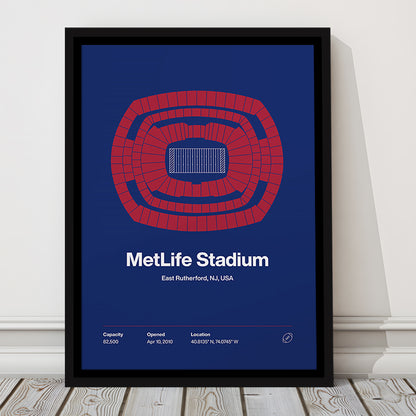 NY Giants Stadium Print, NY MetLife Stadium Print, Man Cave Gift, Floating Framed Canvas Print Wall Art