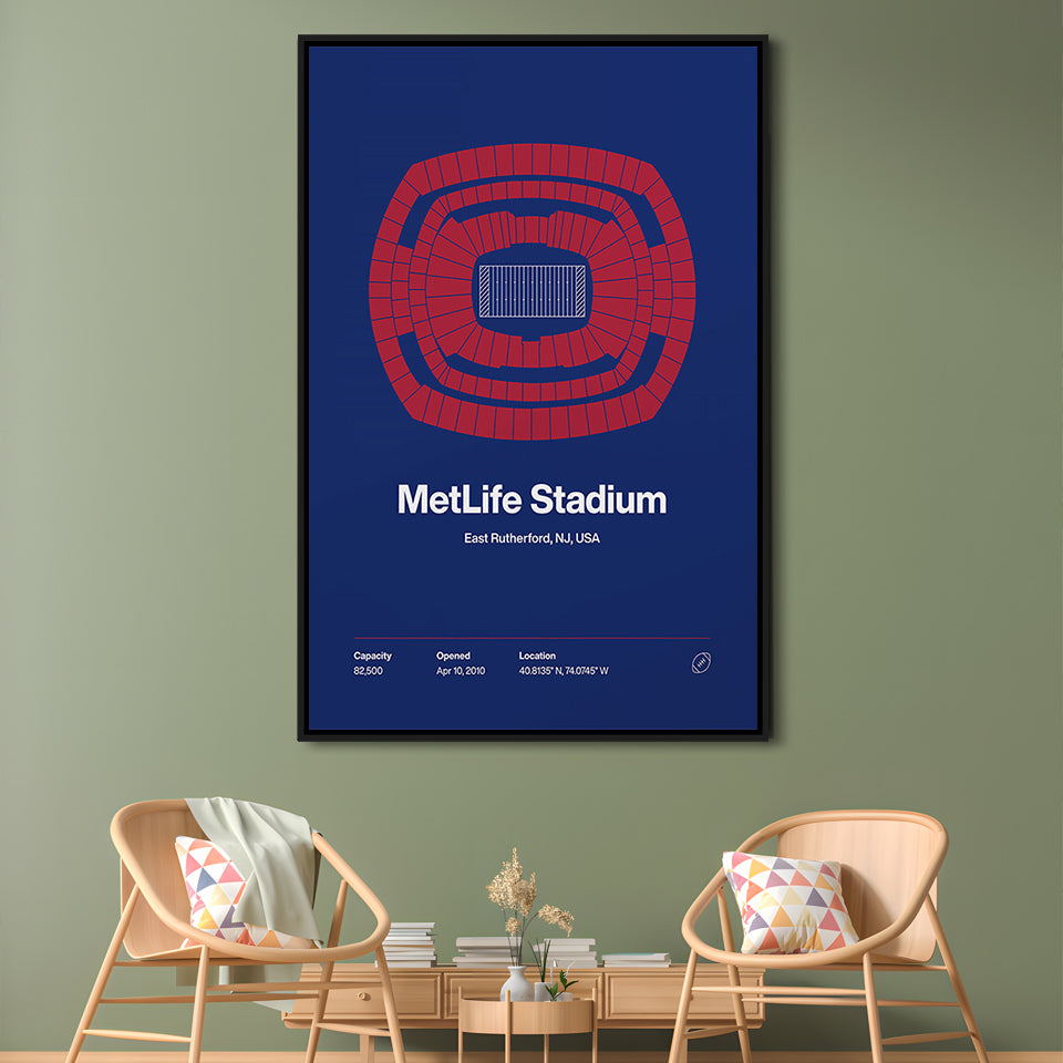 NY Giants Stadium Print, NY MetLife Stadium Print, Man Cave Gift, Floating Framed Canvas Print Wall Art