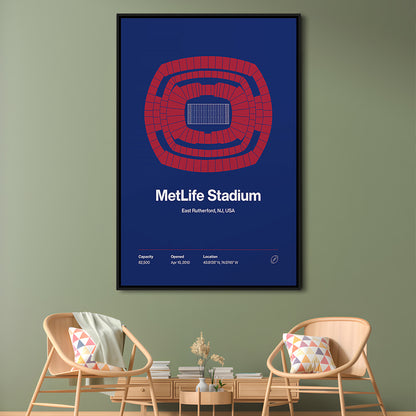 NY Giants Stadium Print, NY MetLife Stadium Print, Man Cave Gift, Floating Framed Canvas Print Wall Art