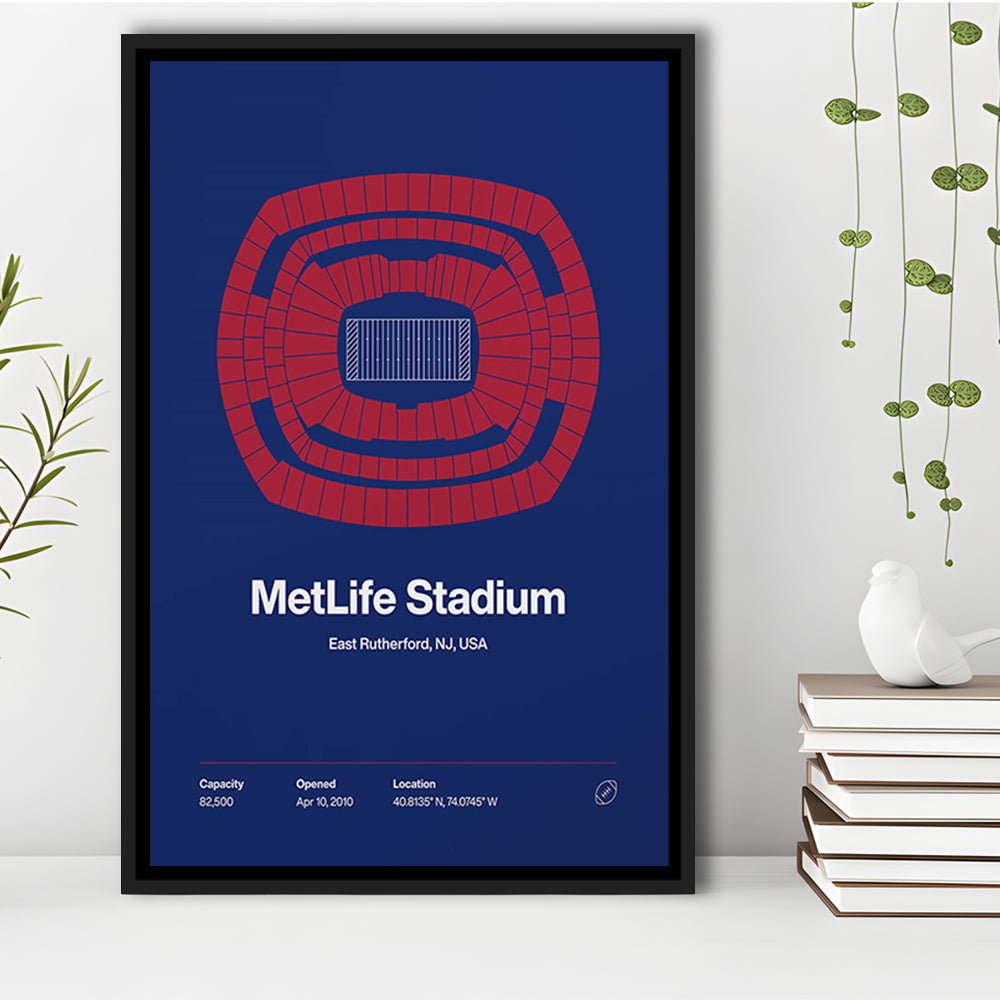 NY Giants Stadium Print, NY MetLife Stadium Print, Man Cave Gift, Floating Framed Canvas Print Wall Art