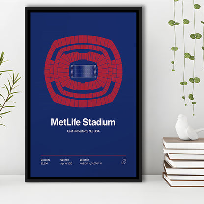 NY Giants Stadium Print, NY MetLife Stadium Print, Man Cave Gift, Floating Framed Canvas Print Wall Art