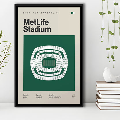 NY Jets Stadium Print, NY MetLife Stadium Print, Man Cave Gift, Floating Framed Canvas Print Wall Art