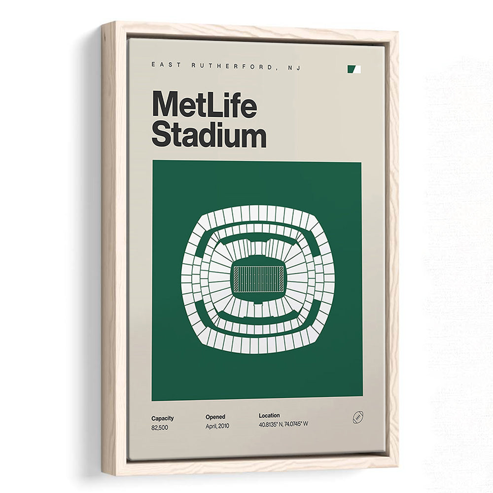NY Jets Stadium Print, NY MetLife Stadium Print, Man Cave Gift, Floating Framed Canvas Print Wall Art
