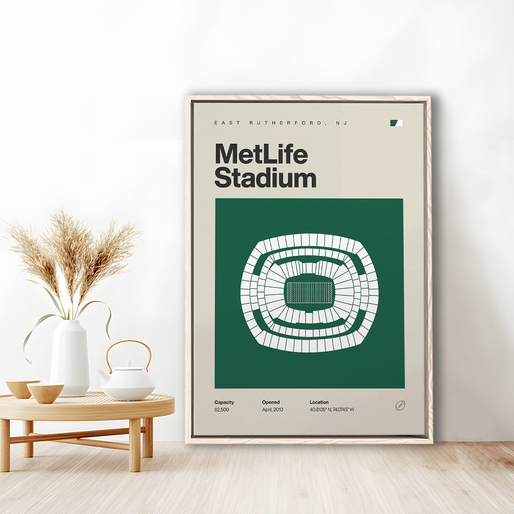 NY Jets Stadium Print, NY MetLife Stadium Print, Man Cave Gift, Floating Framed Canvas Print Wall Art