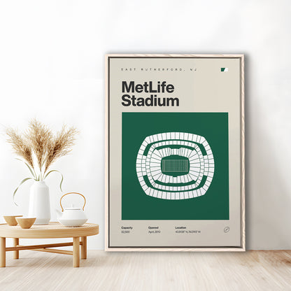 NY Jets Stadium Print, NY MetLife Stadium Print, Man Cave Gift, Floating Framed Canvas Print Wall Art