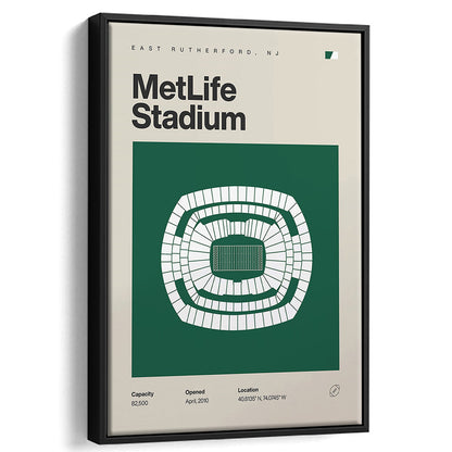 NY Jets Stadium Print, NY MetLife Stadium Print, Man Cave Gift, Floating Framed Canvas Print Wall Art