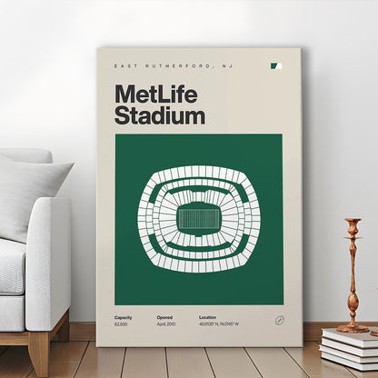 NY Jets Stadium Print, NY MetLife Stadium Print, Fan Gifts, Sport Art, Canvas Print Wall Art