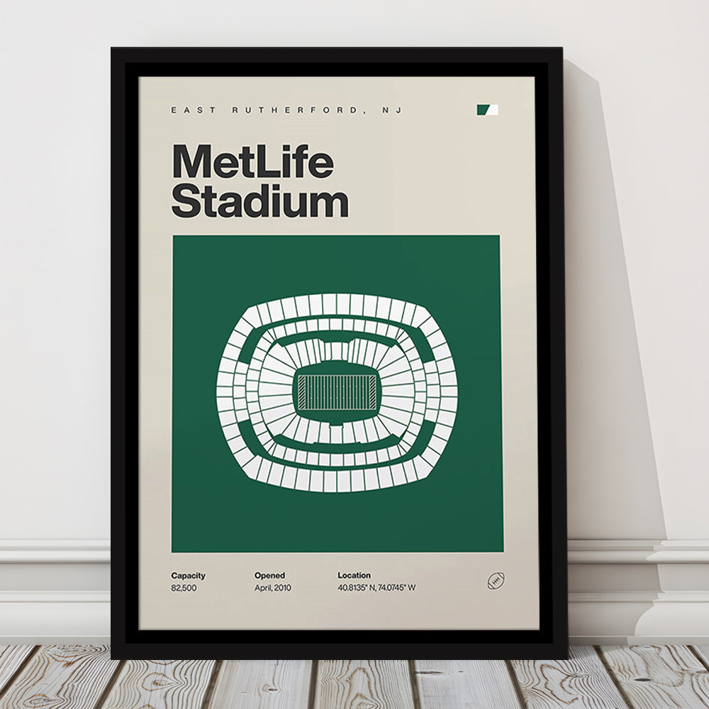 NY Jets Stadium Print, NY MetLife Stadium Print, Man Cave Gift, Floating Framed Canvas Print Wall Art