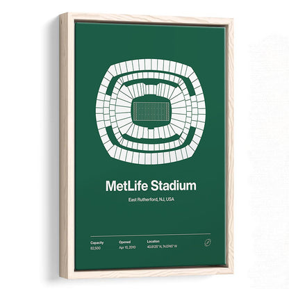 NY Jets Stadium Print, NY MetLife Stadium Print V1, Man Cave Gift, Floating Framed Canvas Print Wall Art
