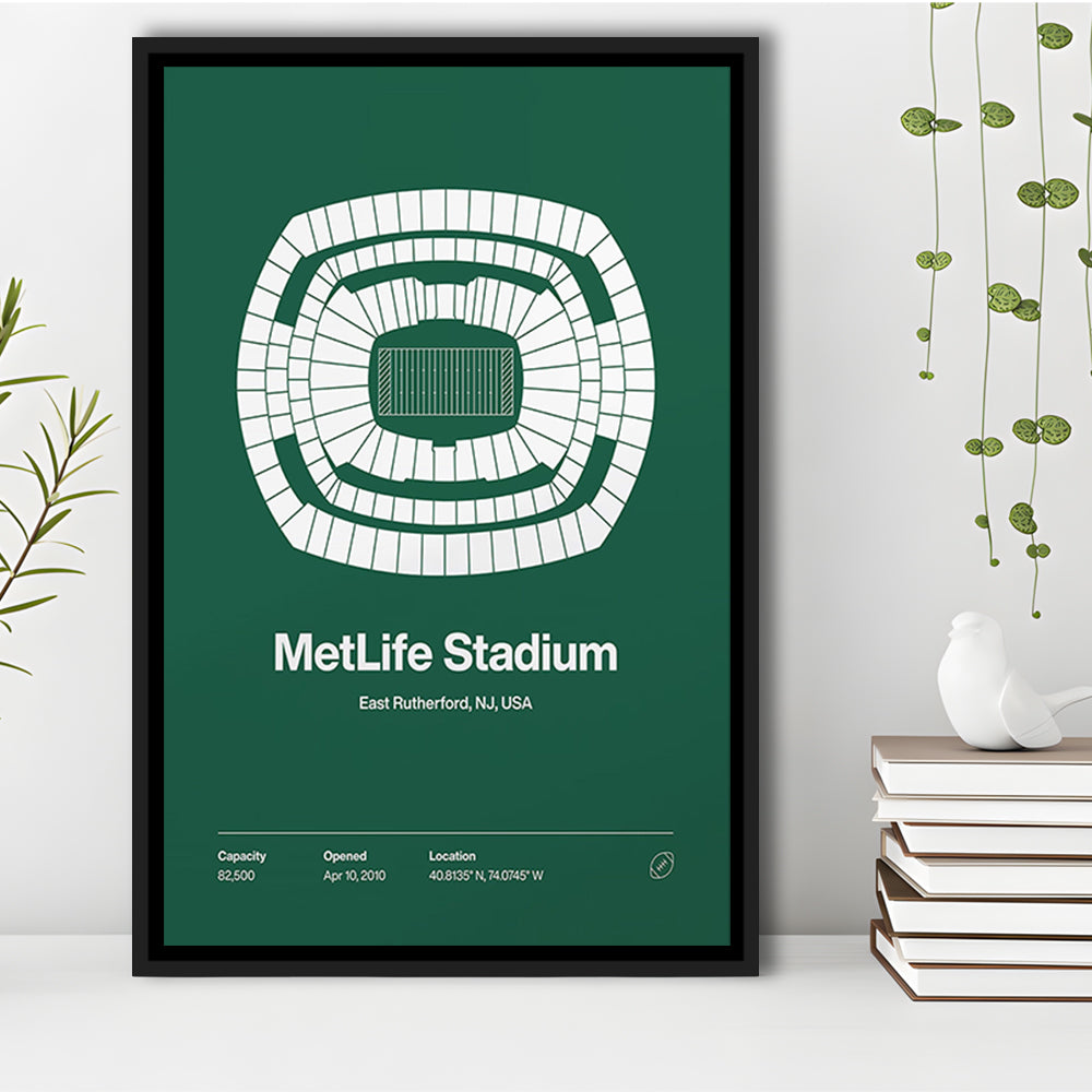 NY Jets Stadium Print, NY MetLife Stadium Print V1, Man Cave Gift, Floating Framed Canvas Print Wall Art