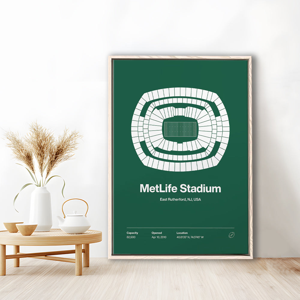NY Jets Stadium Print, NY MetLife Stadium Print V1, Man Cave Gift, Floating Framed Canvas Print Wall Art