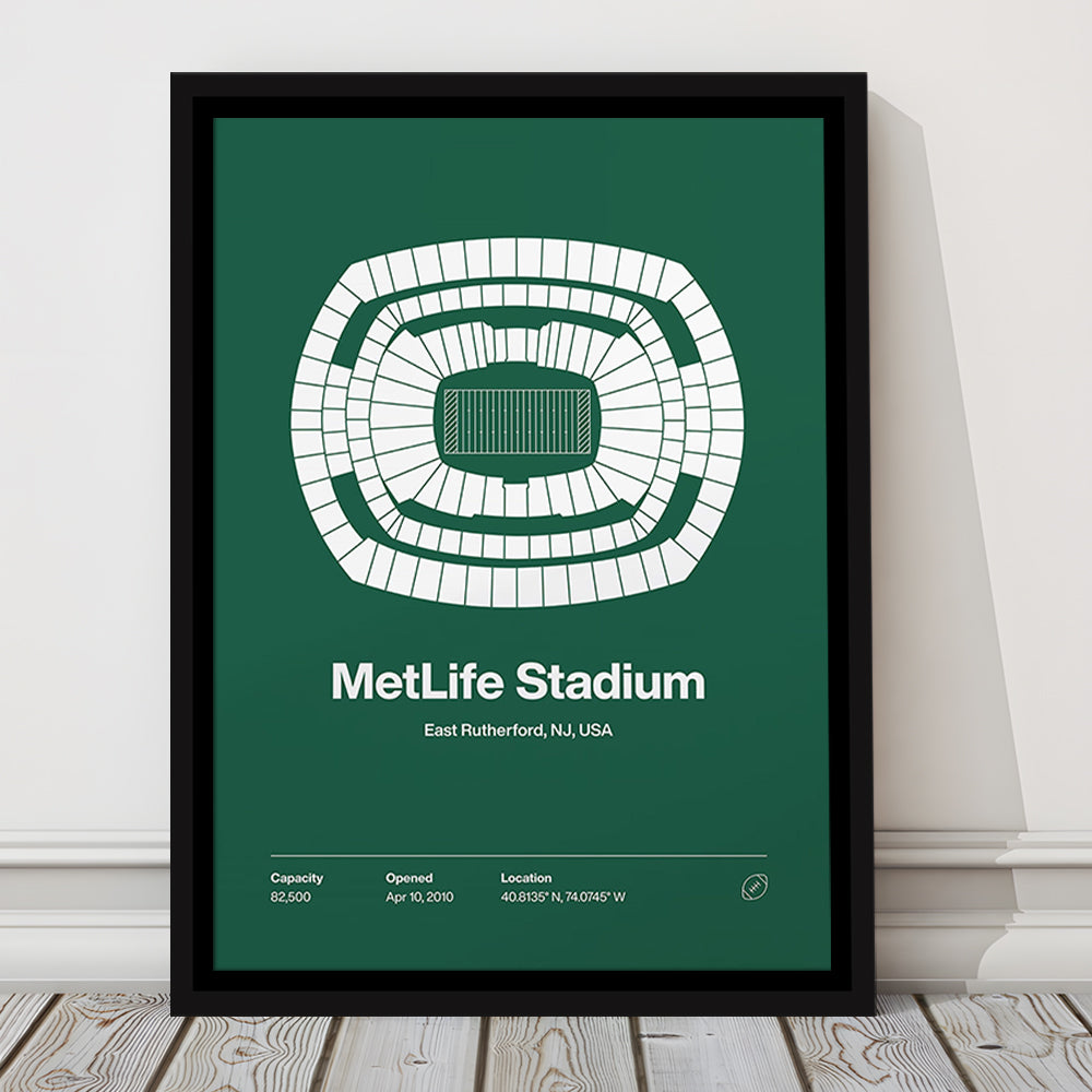 NY Jets Stadium Print, NY MetLife Stadium Print V1, Man Cave Gift, Floating Framed Canvas Print Wall Art