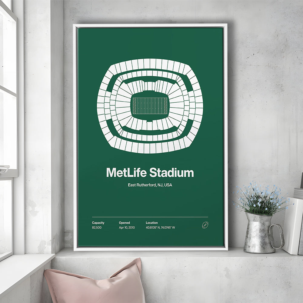 NY Jets Stadium Print, NY MetLife Stadium Print V1, Man Cave Gift, Floating Framed Canvas Print Wall Art