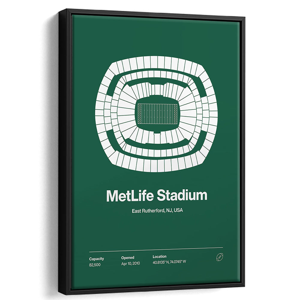 NY Jets Stadium Print, NY MetLife Stadium Print V1, Man Cave Gift, Floating Framed Canvas Print Wall Art