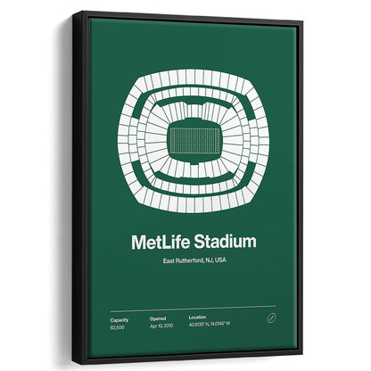 NY Jets Stadium Print, NY MetLife Stadium Print V1, Man Cave Gift, Floating Framed Canvas Print Wall Art