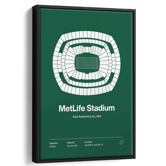 NY Jets Stadium Print, NY MetLife Stadium Print V1, Man Cave Gift, Floating Framed Canvas Print Wall Art