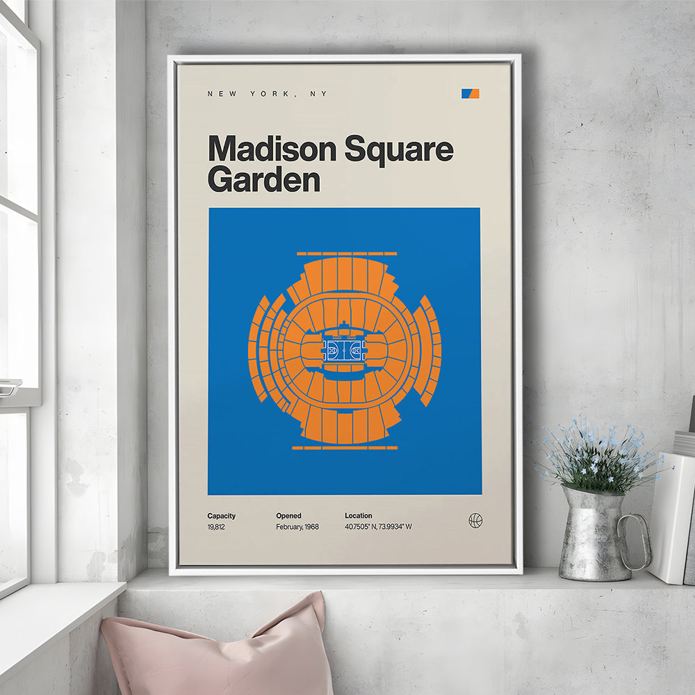 NY Knicks Stadium Print, Madison Square Garden Print, Man Cave Gift, Floating Framed Canvas Print Wall Art
