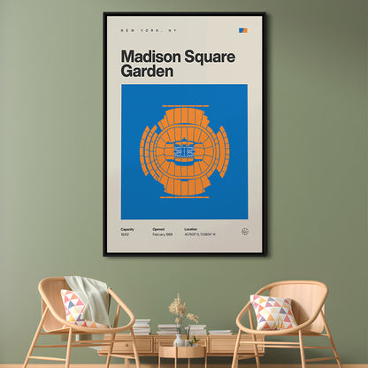 NY Knicks Stadium Print, Madison Square Garden Print, Man Cave Gift, Floating Framed Canvas Print Wall Art