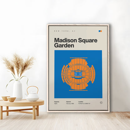 NY Knicks Stadium Print, Madison Square Garden Print, Man Cave Gift, Floating Framed Canvas Print Wall Art