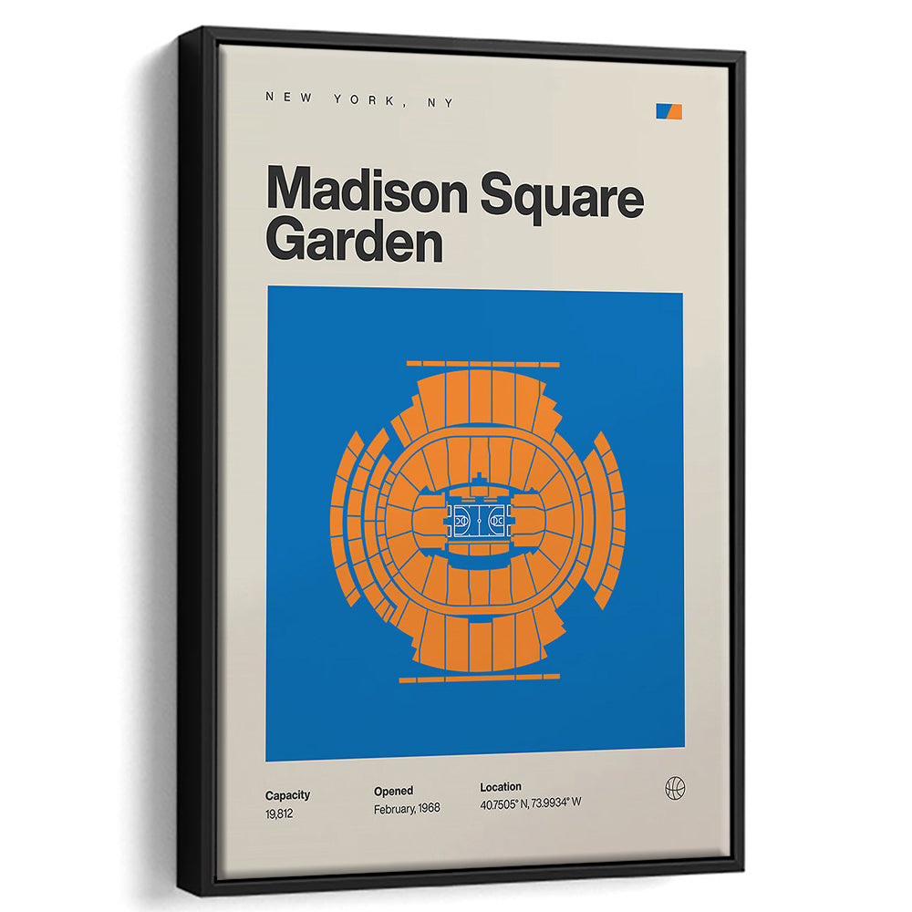 NY Knicks Stadium Print, Madison Square Garden Print, Man Cave Gift, Floating Framed Canvas Print Wall Art
