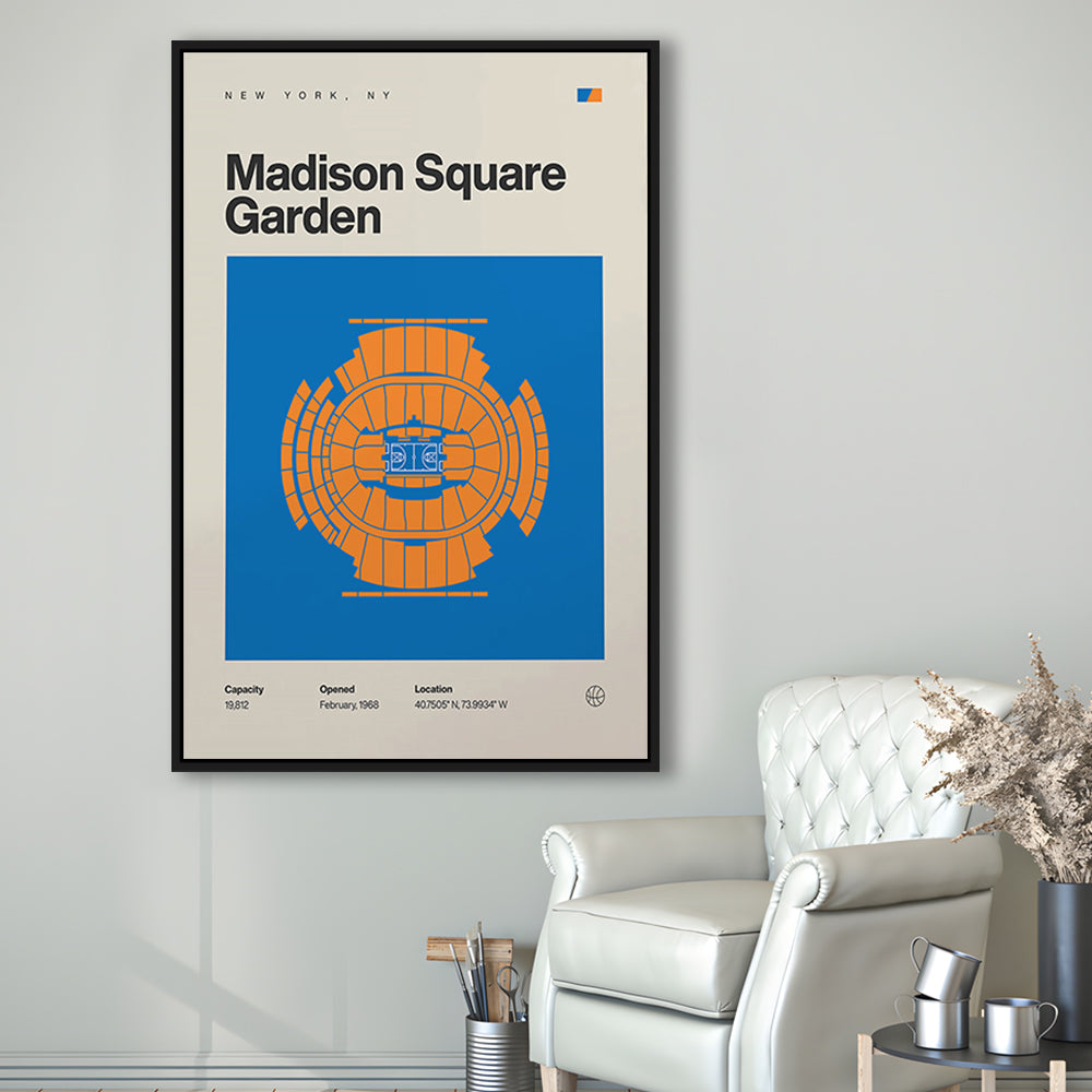 NY Knicks Stadium Print, Madison Square Garden Print, Man Cave Gift, Floating Framed Canvas Print Wall Art