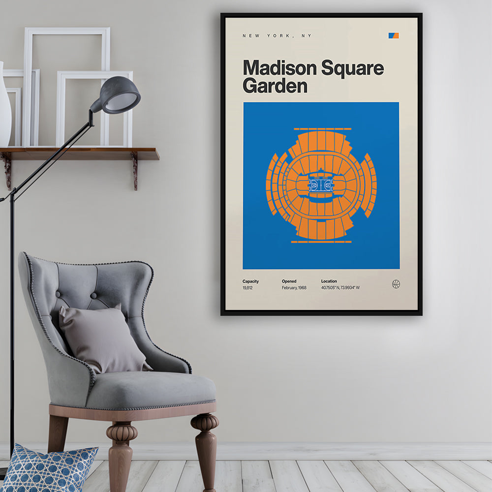 NY Knicks Stadium Print, Madison Square Garden Print, Man Cave Gift, Floating Framed Canvas Print Wall Art