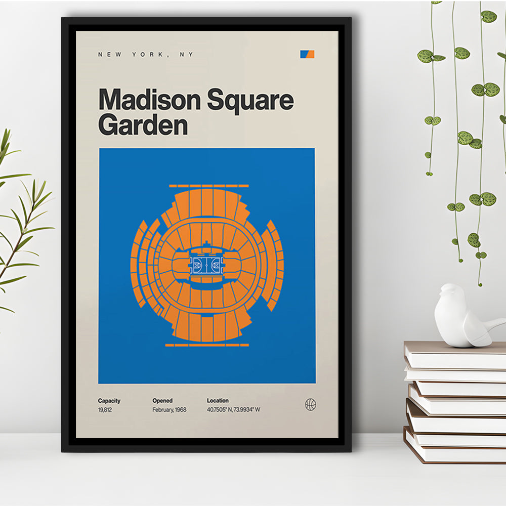 NY Knicks Stadium Print, Madison Square Garden Print, Man Cave Gift, Floating Framed Canvas Print Wall Art