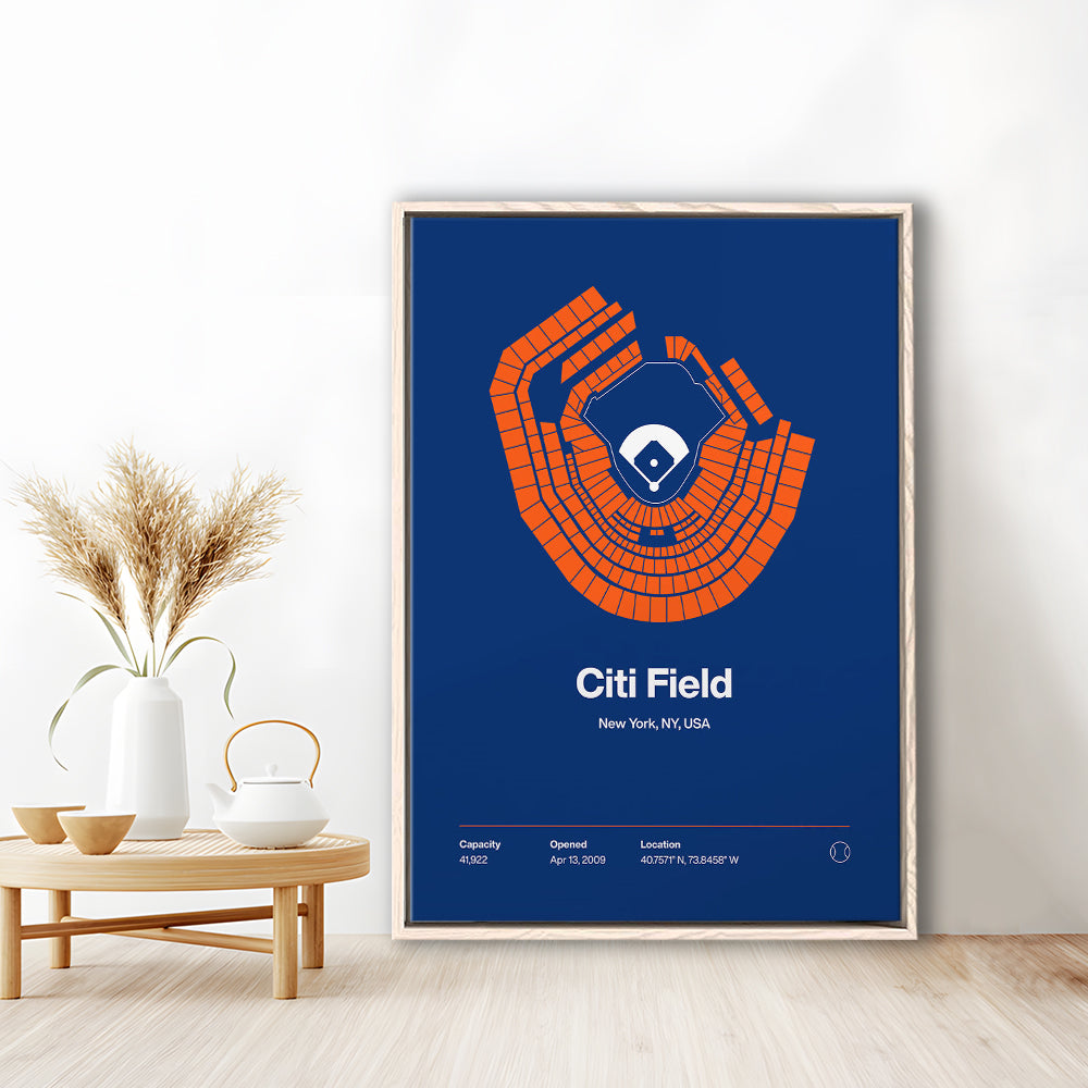 New York Mets Stadium Print, Citi Field Print, Man Cave Gift, Floating Framed Canvas Print Wall Art