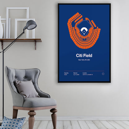 New York Mets Stadium Print, Citi Field Print, Man Cave Gift, Floating Framed Canvas Print Wall Art