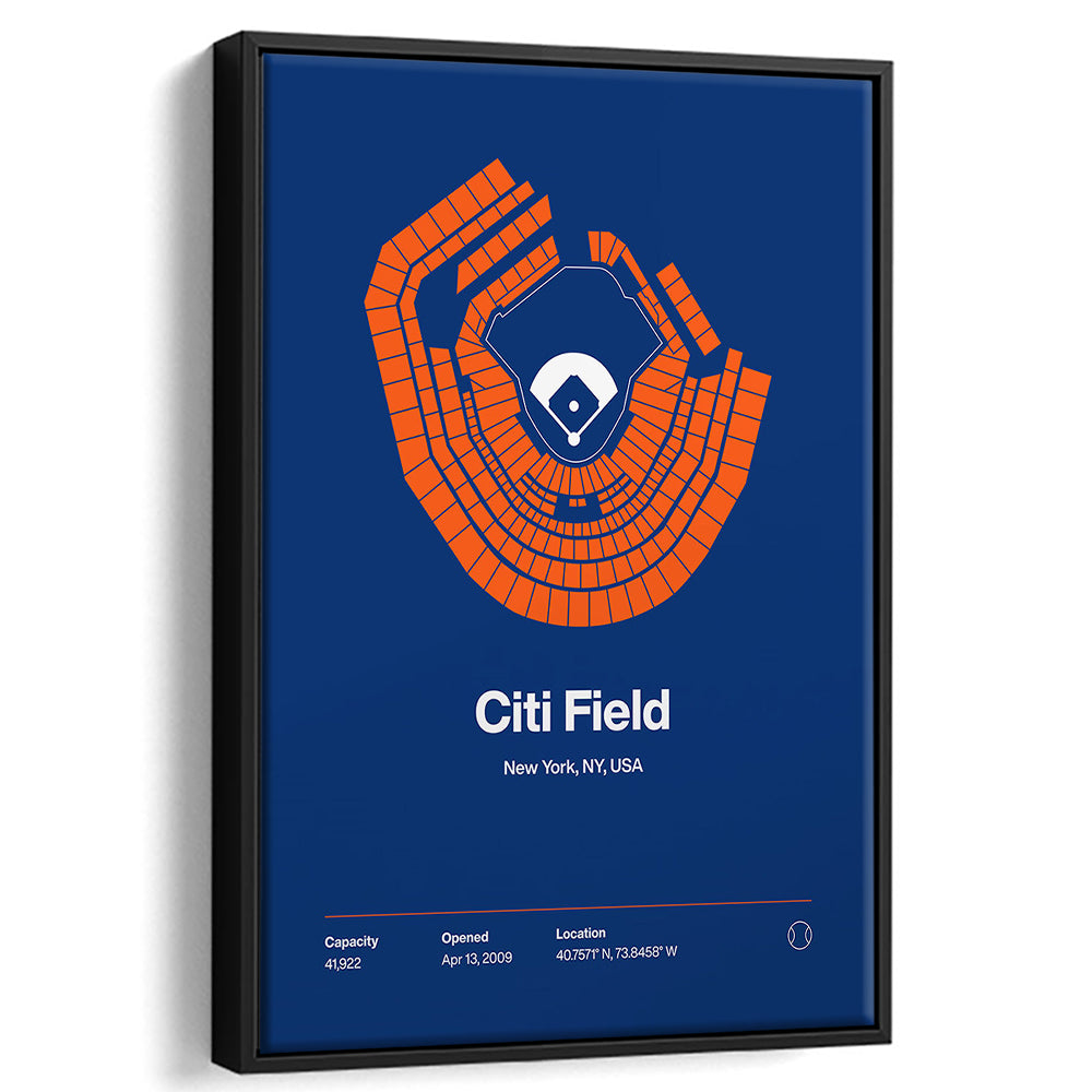 New York Mets Stadium Print, Citi Field Print, Man Cave Gift, Floating Framed Canvas Print Wall Art