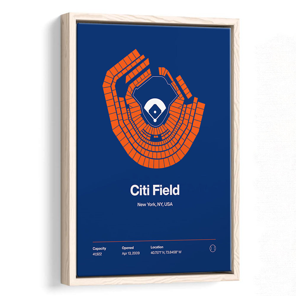 New York Mets Stadium Print, Citi Field Print, Man Cave Gift, Floating Framed Canvas Print Wall Art