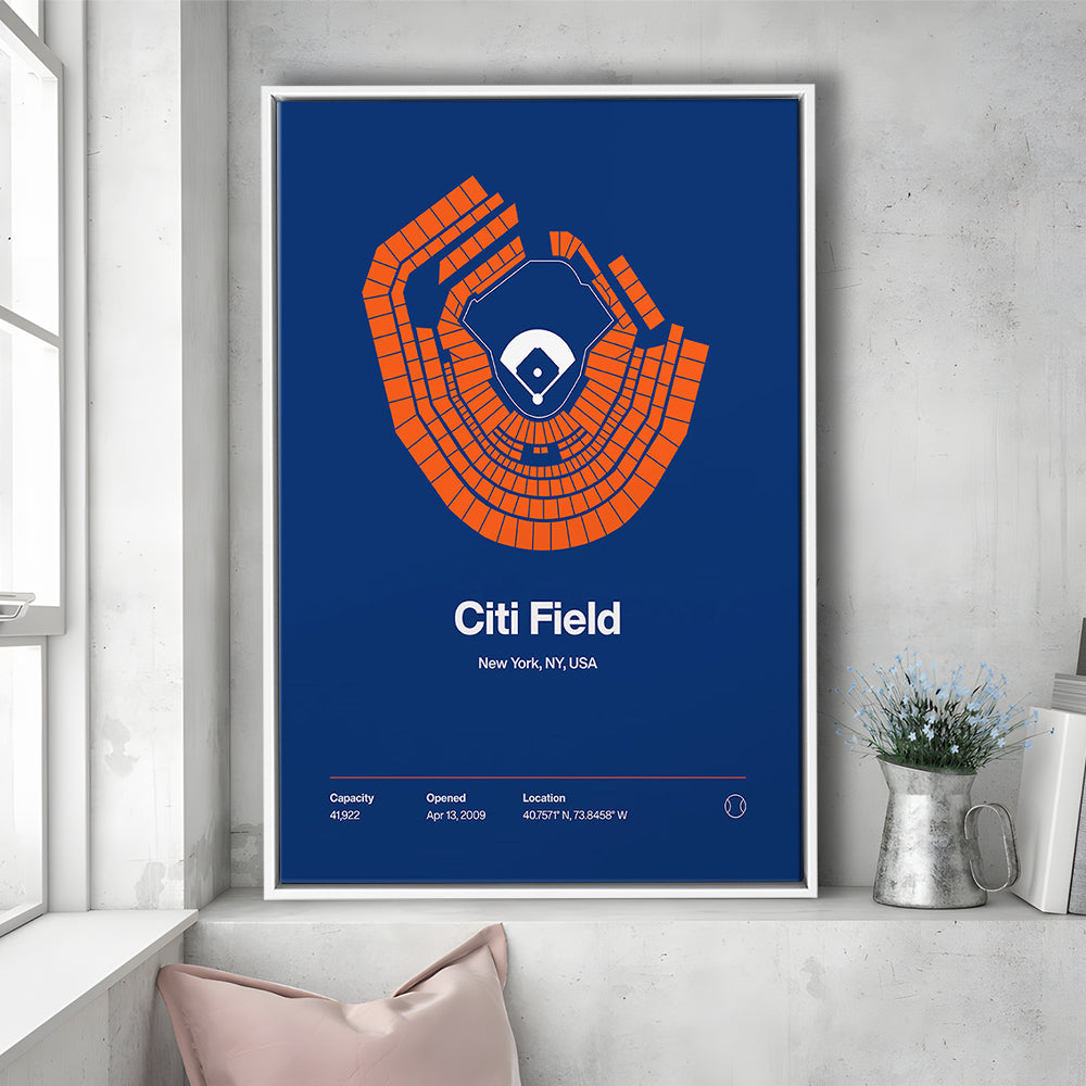 New York Mets Stadium Print, Citi Field Print, Man Cave Gift, Floating Framed Canvas Print Wall Art