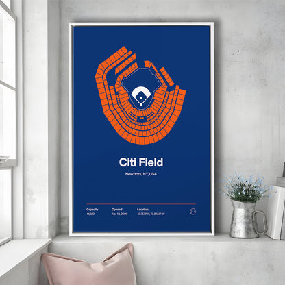 New York Mets Stadium Print, Citi Field Print, Man Cave Gift, Floating Framed Canvas Print Wall Art