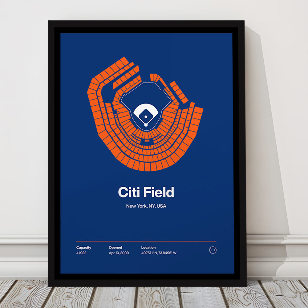 New York Mets Stadium Print, Citi Field Print, Man Cave Gift, Floating Framed Canvas Print Wall Art