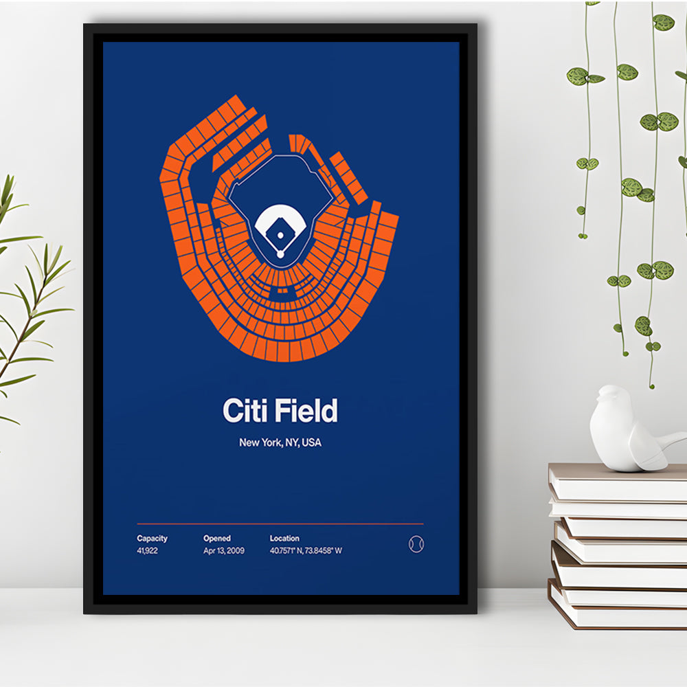 New York Mets Stadium Print, Citi Field Print, Man Cave Gift, Floating Framed Canvas Print Wall Art