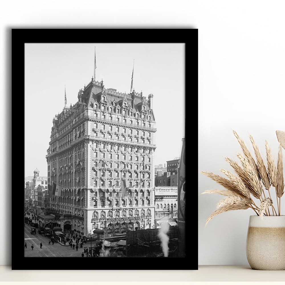 New York Photography Knickerbocker Hotel Black and White Art Architecture Print, Framed Art Print Wall Decor