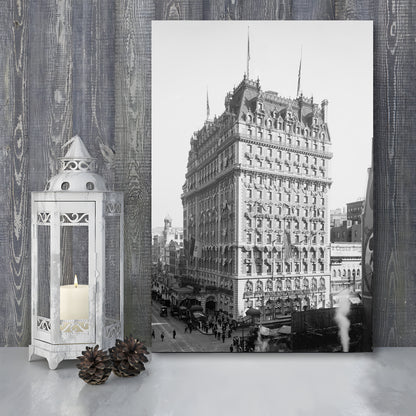 New York Knickerbocker Hotel Black and White Art Architecture Print, Canvas Print Wall Art