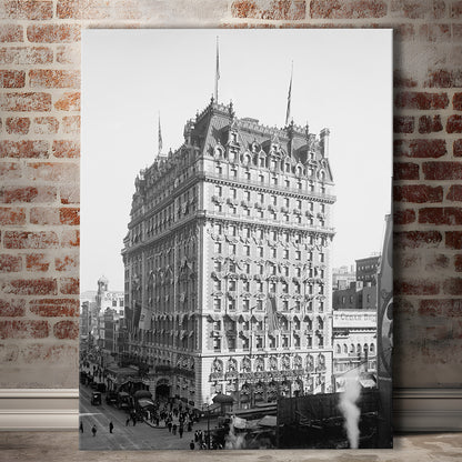 New York Knickerbocker Hotel Black and White Art Architecture Print, Canvas Print Wall Art