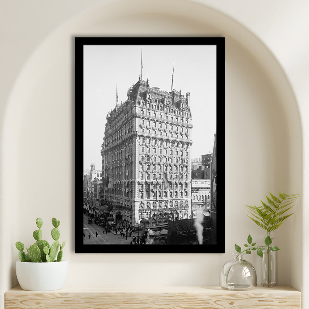 New York Photography Knickerbocker Hotel Black and White Art Architecture Print, Framed Art Print Wall Decor