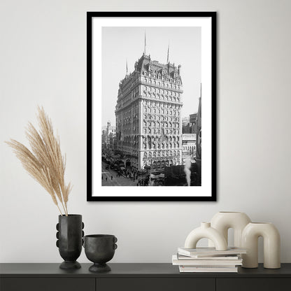 New York Photography Knickerbocker Hotel Black and White Art Architecture Print, Framed Art Print White Border Wall Decor