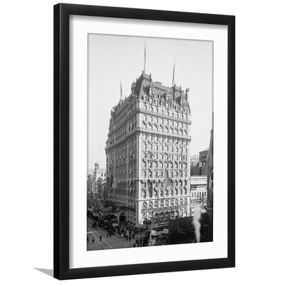New York Photography Knickerbocker Hotel Black and White Art Architecture Print, Framed Art Print White Border Wall Decor