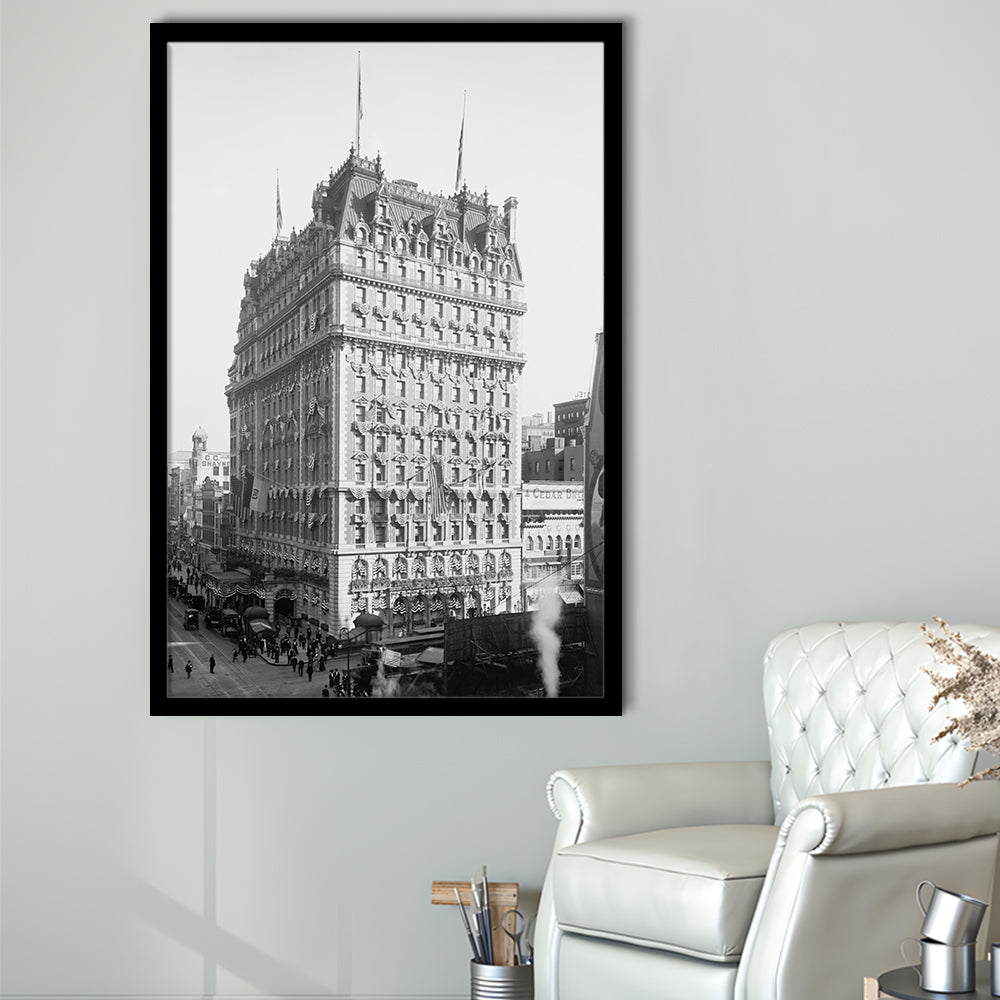 New York Photography Knickerbocker Hotel Black and White Art Architecture Print, Framed Art Print Wall Decor