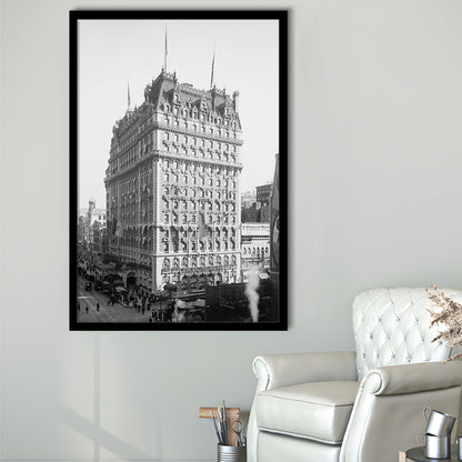 New York Photography Knickerbocker Hotel Black and White Art Architecture Print, Framed Art Print Wall Decor